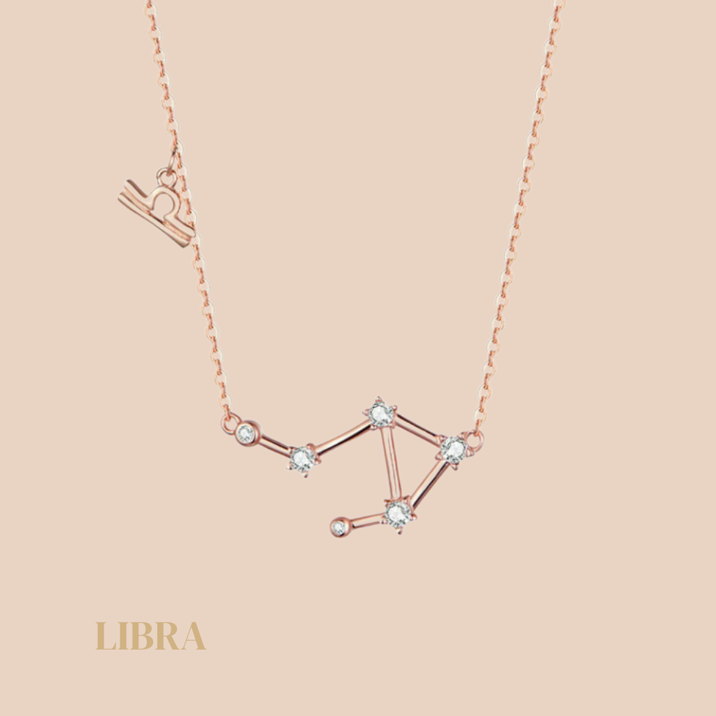 Libra Constellation Necklace Rose Gold