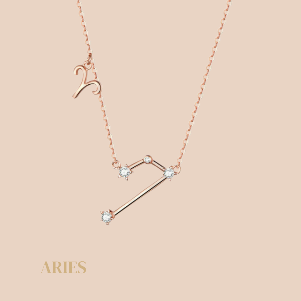 Aries Constellation Necklace Rose Gold