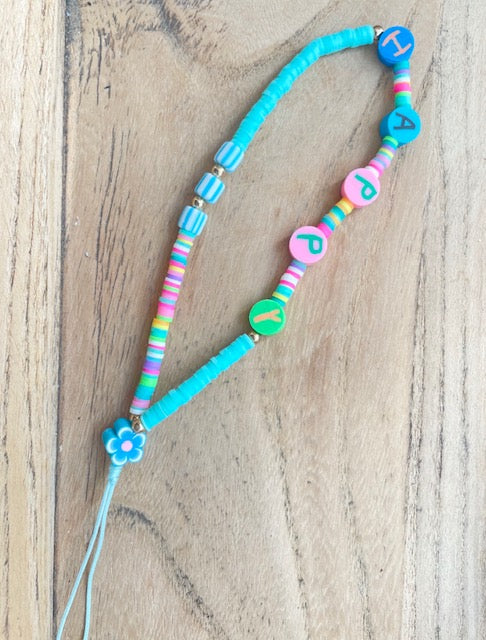 Phone Wristlet Bling - Aqua HAPPY