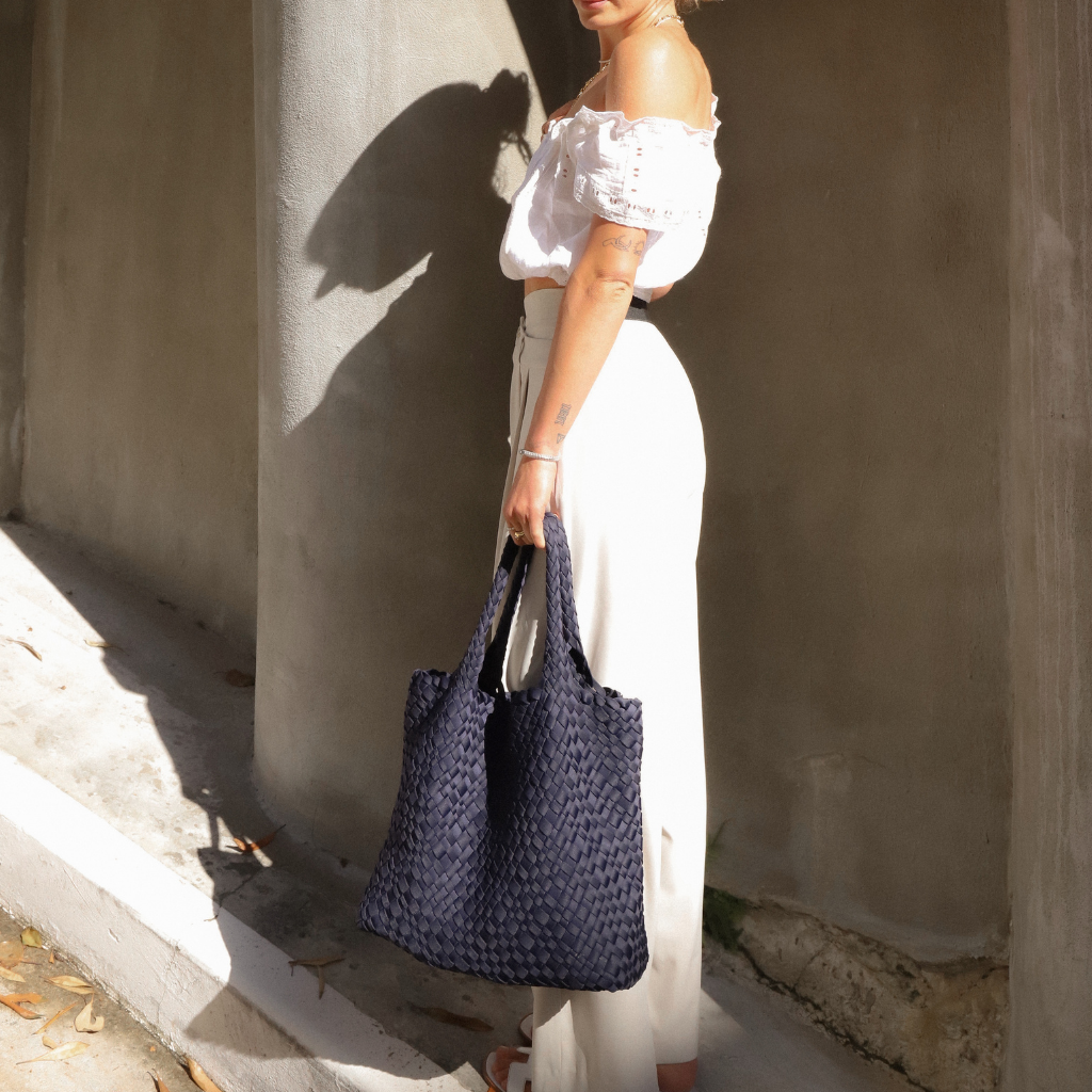 Woven Neoprene Large Tote Navy Chuchka