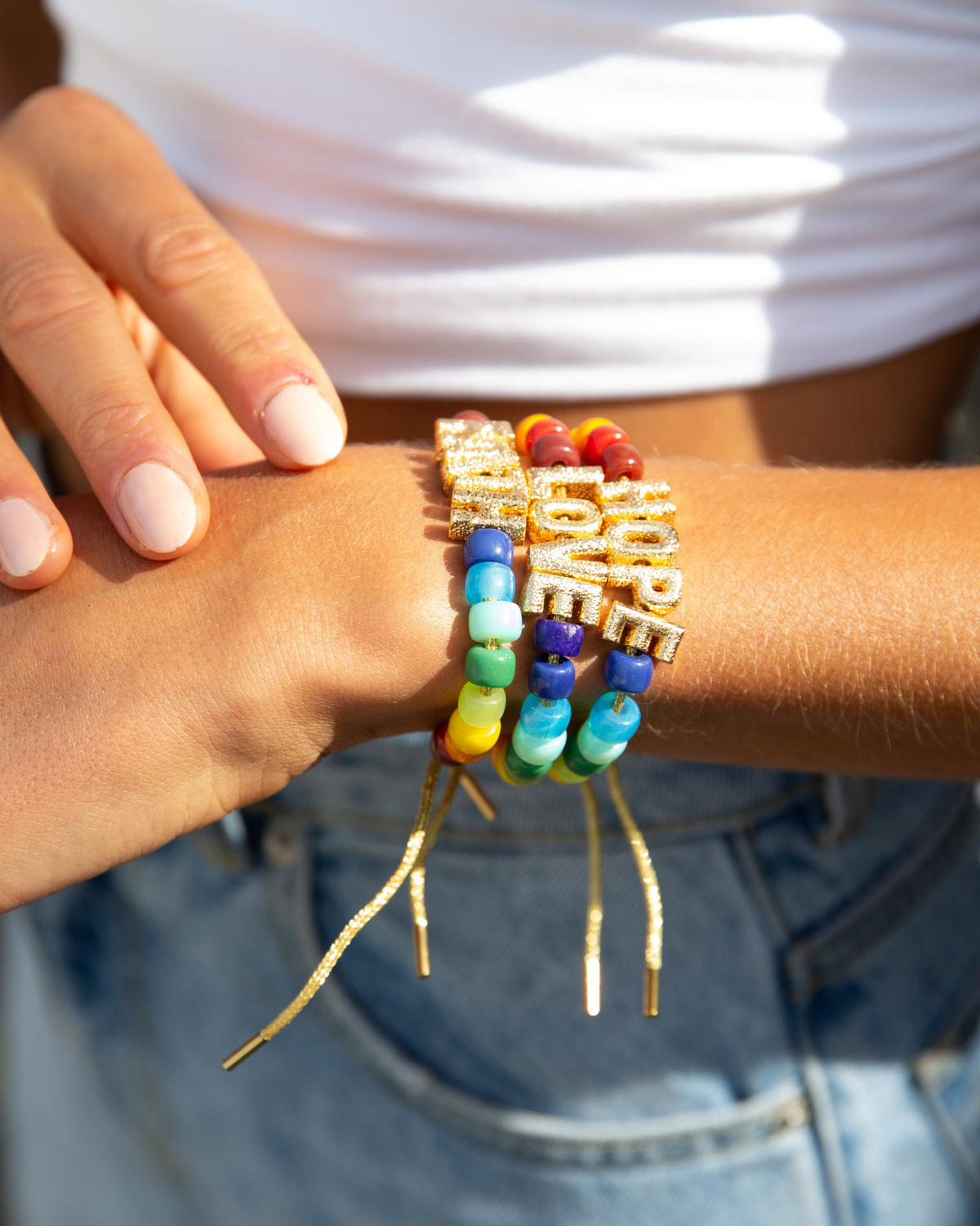 LOVE Rainbow Beaded Bracelet